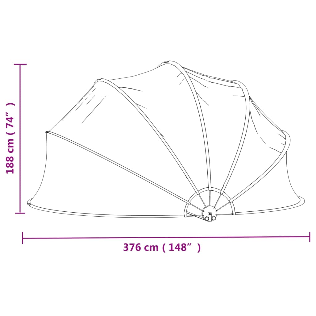 Okrugla bazenska kupola 376 x 188 cm PVC