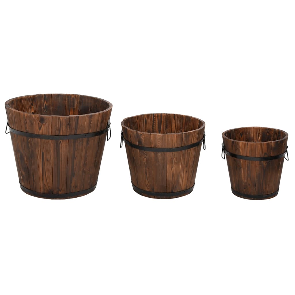3-dijelni set drvenih kanti za sadnju od masivne jelovine
