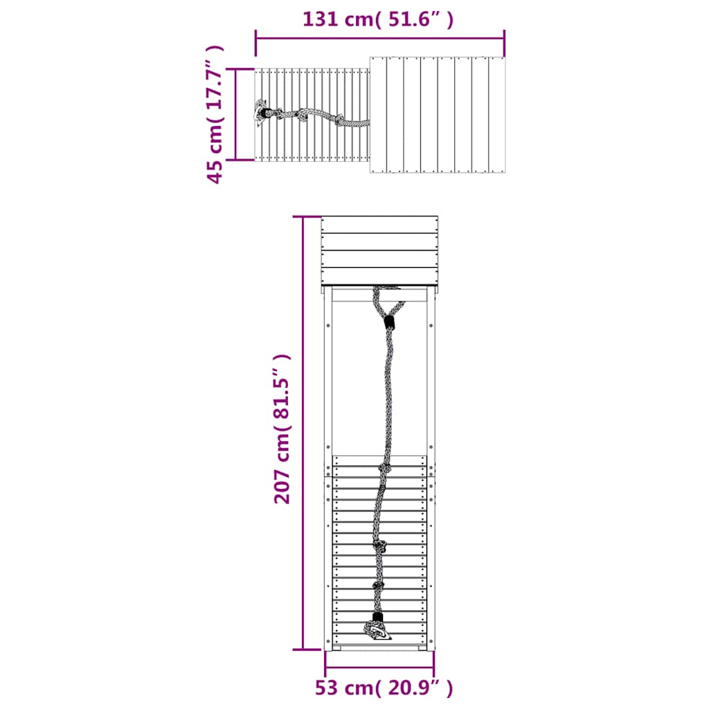 Kućica za igru sa zidom za penjanje od masivnog drva duglazije