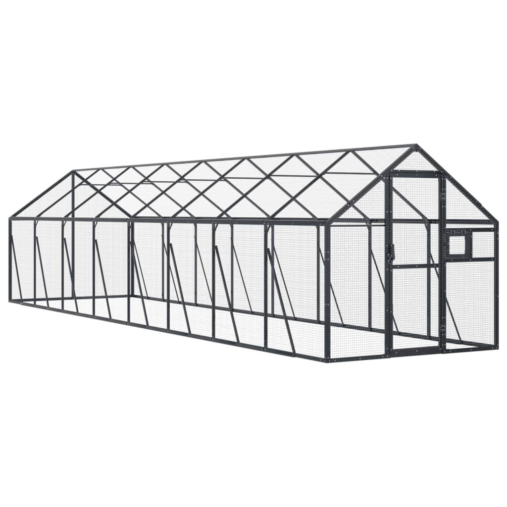 Kavez za ptice antracit 1,79x8x1,85 m aluminijski