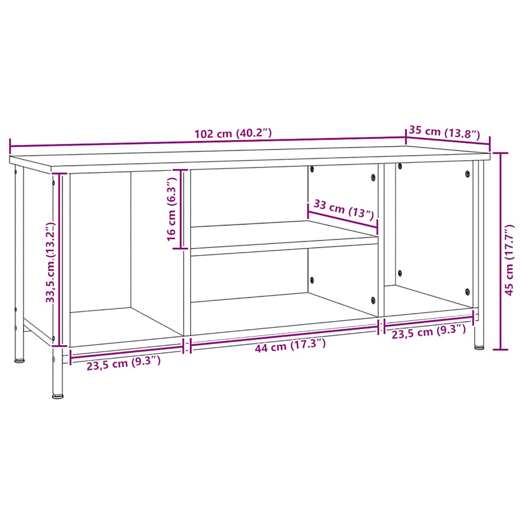 TV ormarić boja hrasta 102x35x45 cm od konstruiranog drva