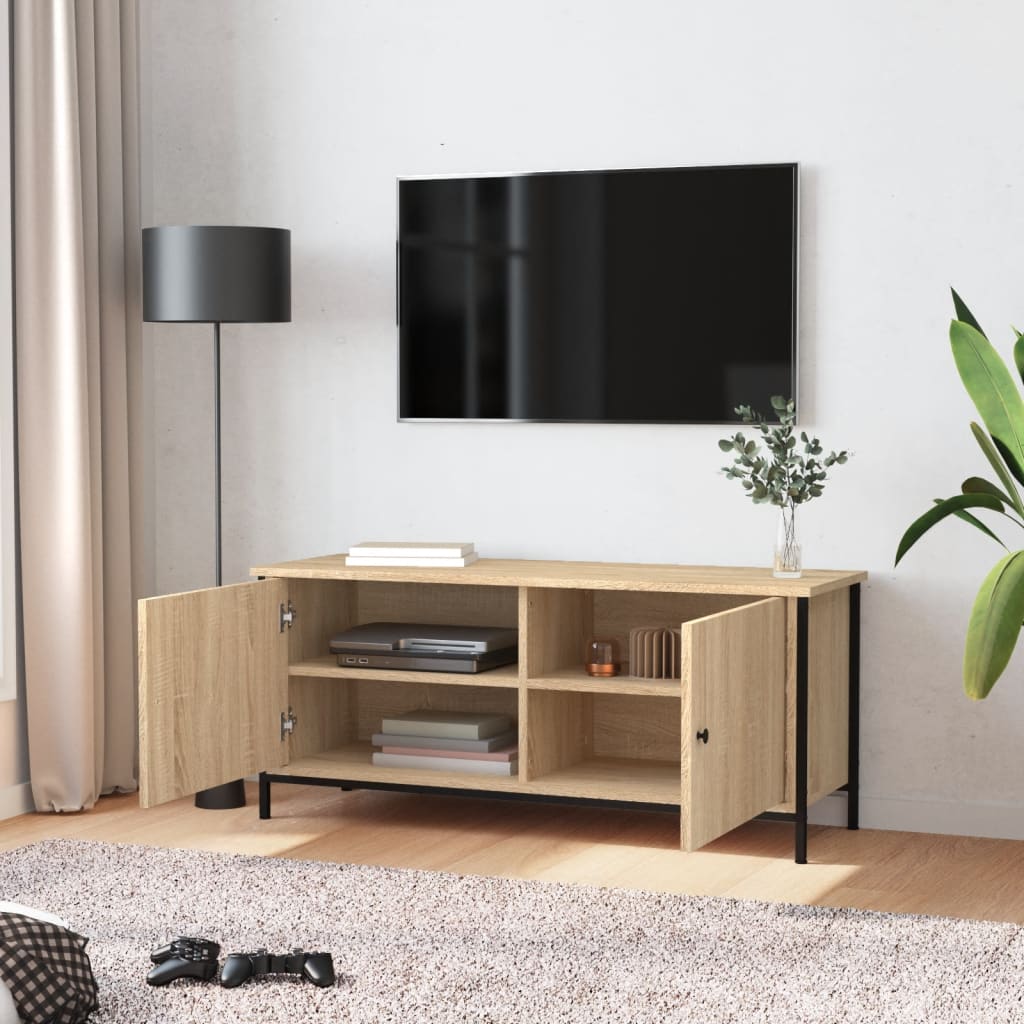 TV ormarić s vratima boja hrasta 102x35x45 cm konstruirano drvo
