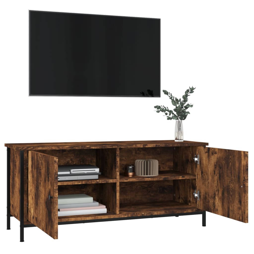 TV ormarić s vratima boja hrasta 102x35x45 cm konstruirano drvo