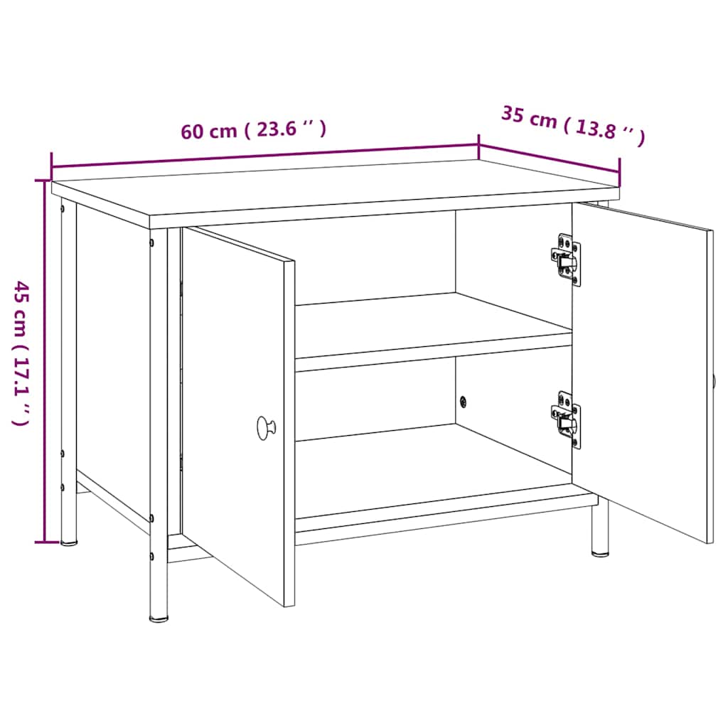 TV ormarić s vratima boja hrasta 60x35x45 cm konstruirano drvo
