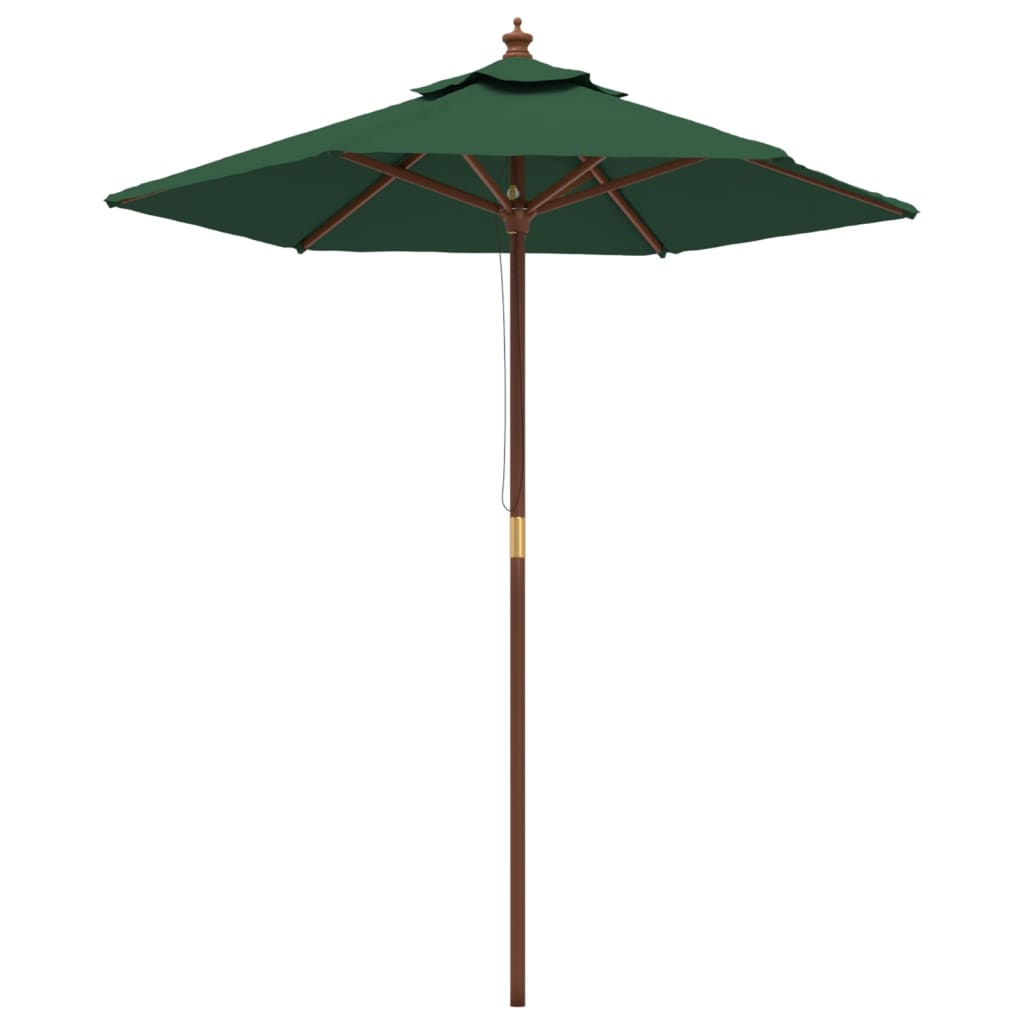 Vrtni suncobran s drvenim stupom zeleni 196 x 231 cm