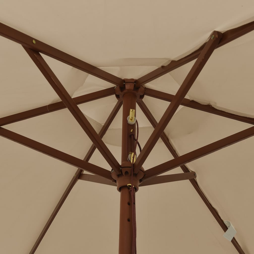 Vrtni suncobran s drvenim stupom smeđesivi 196 x 231 cm