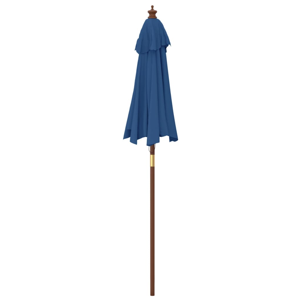 Vrtni suncobran s drvenim stupom azurnoplavi 196 x 231 cm