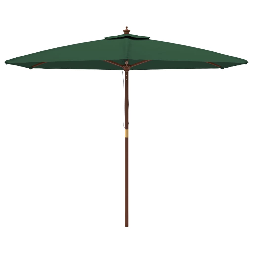 Vrtni suncobran s drvenim stupom zeleni 299 x 240 cm