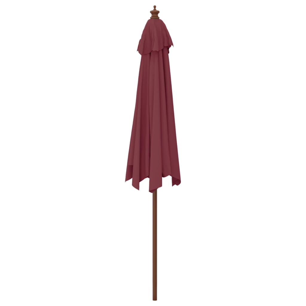 Vrtni suncobran s drvenim stupom bordo 299x240 cm