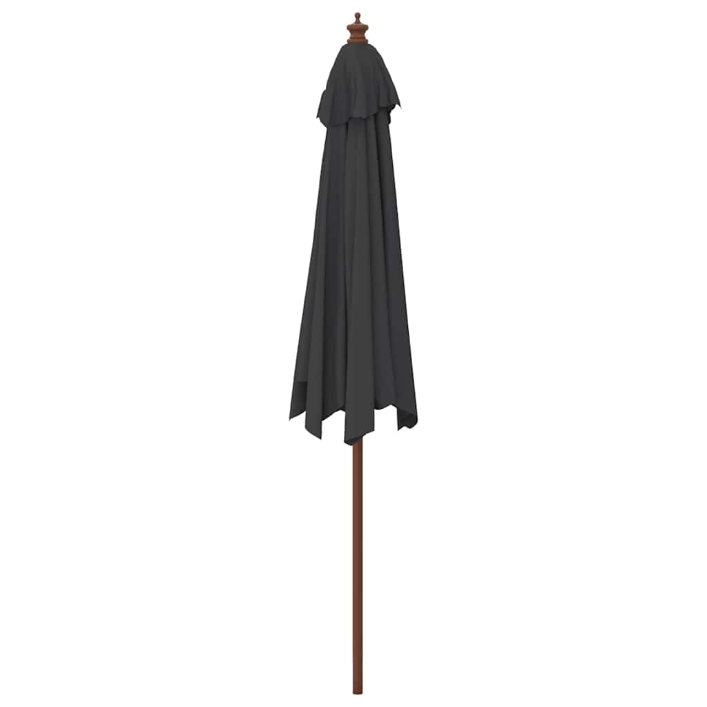 Vrtni suncobran s drvenim stupom crni 299 x 240 cm