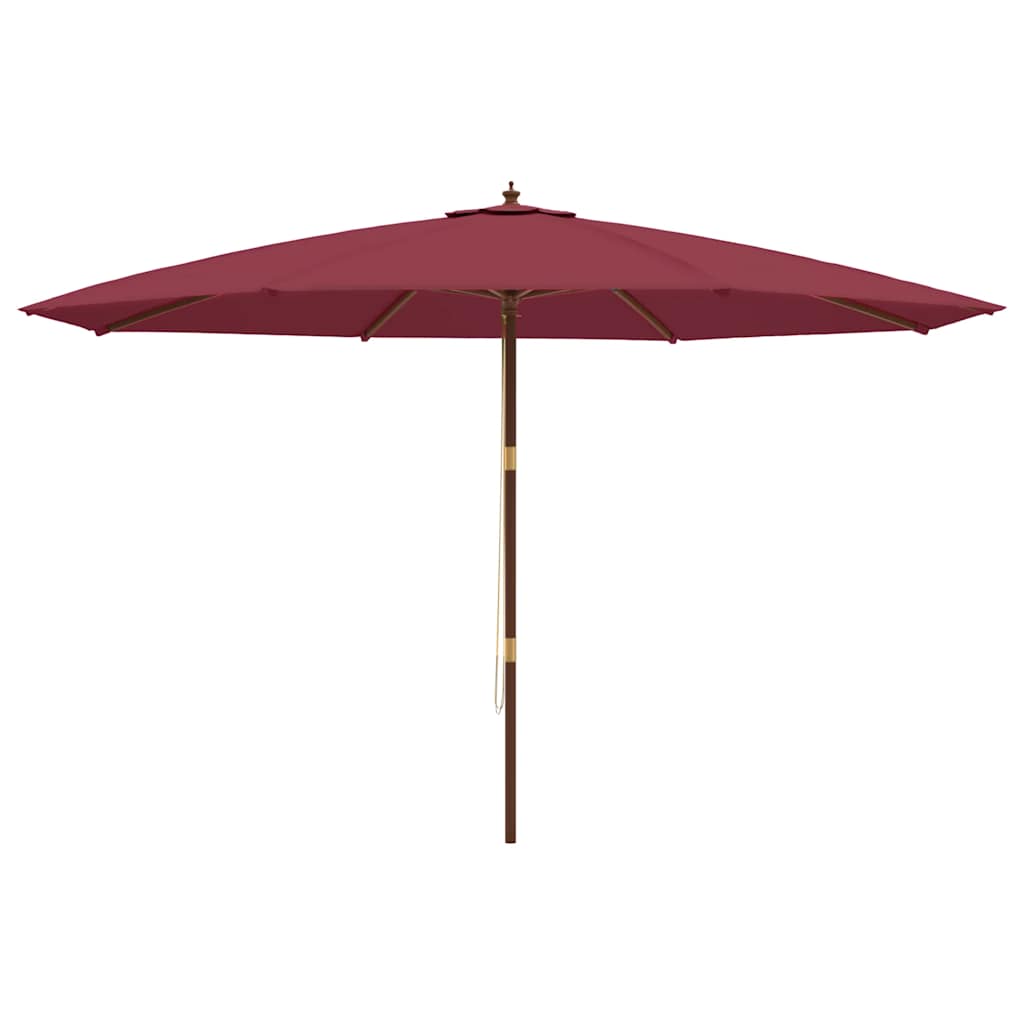 Vrtni suncobran s drvenim stupom bordo 400 x 273 cm