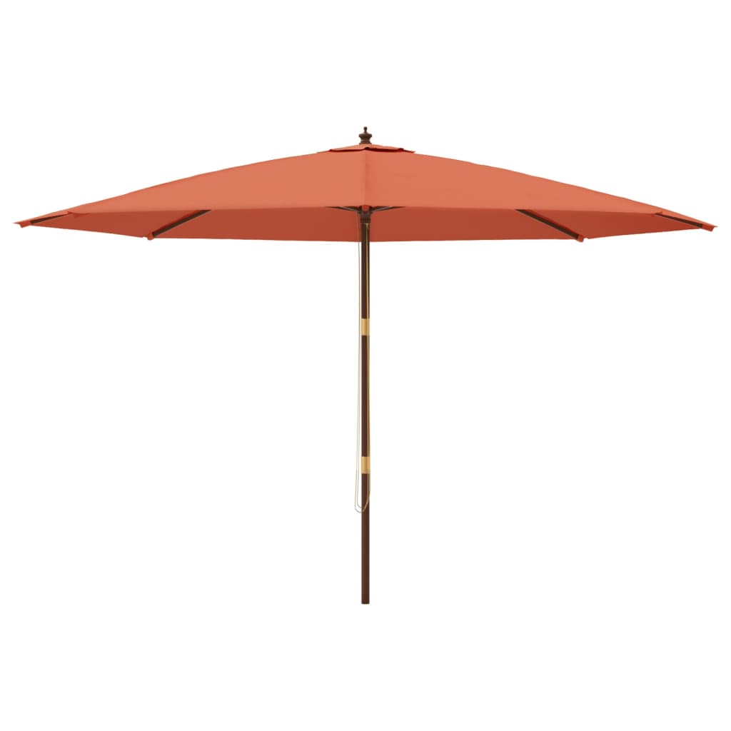 Vrtni suncobran s drvenim stupom terakota 400x273 cm