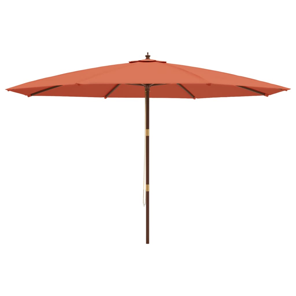 Vrtni suncobran s drvenim stupom terakota 400x273 cm