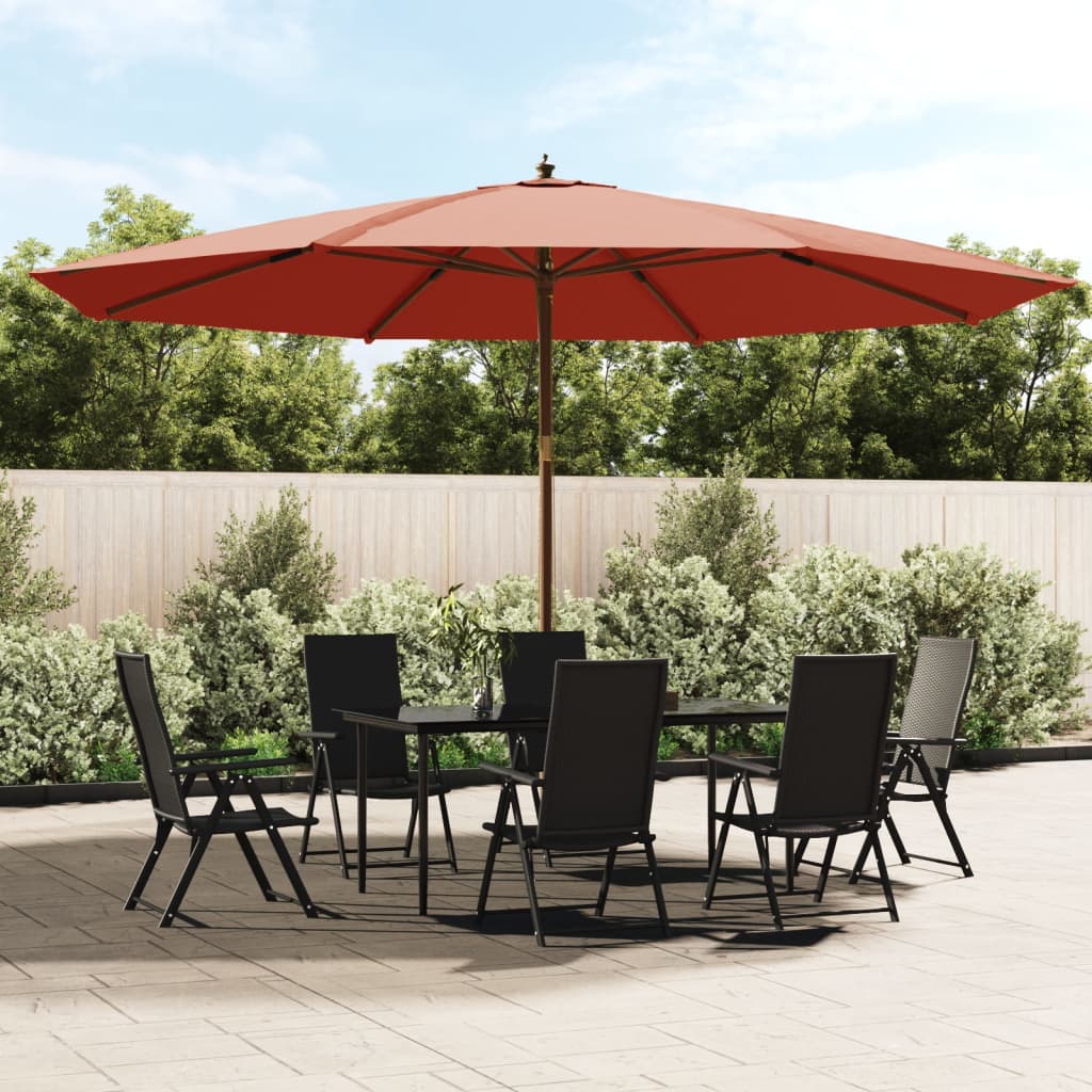 Vrtni suncobran s drvenim stupom terakota 400x273 cm