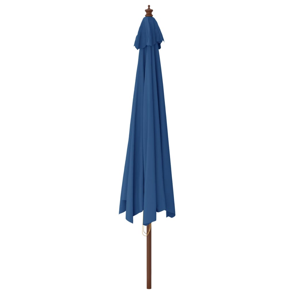 Vrtni suncobran s drvenim stupom azurnoplava 400x273 cm