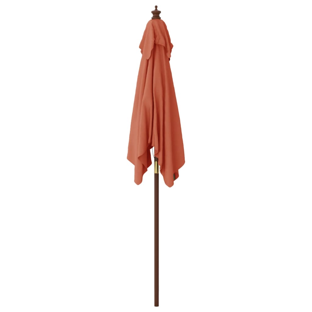 Vrtni suncobran s drvenim stupom terakota 198 x 198 x 231 cm