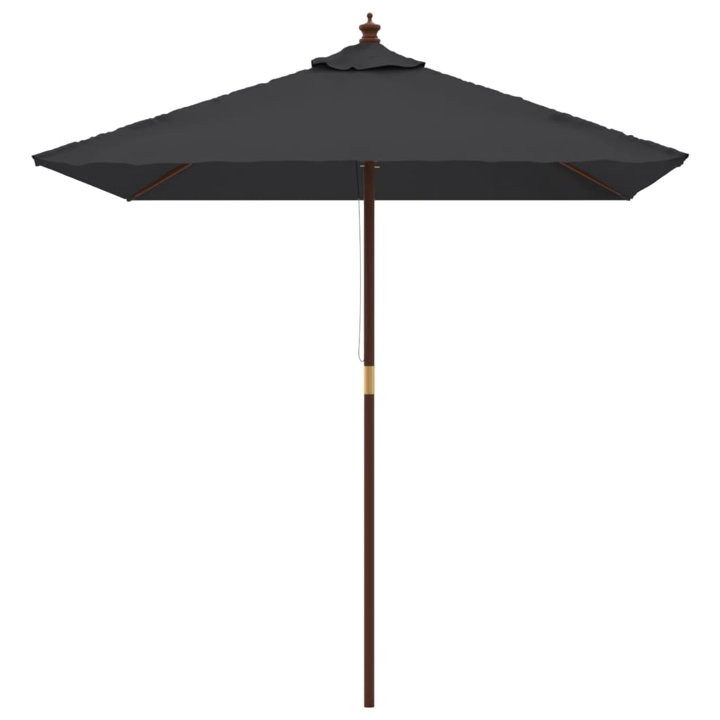 Vrtni suncobran s drvenim stupom crni 198 x 198 x 231 cm