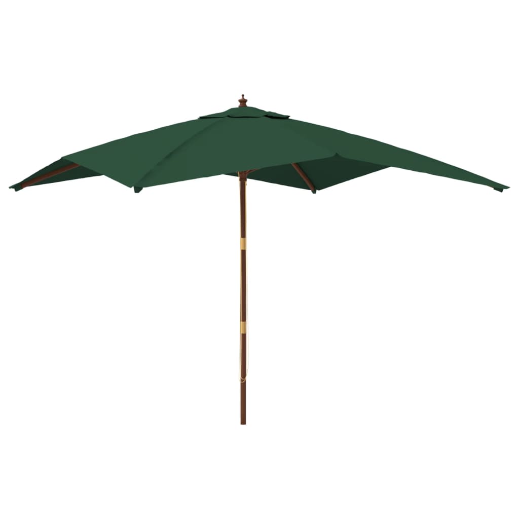 Vrtni suncobran s drvenim stupom zeleni 300 x 300 x 273 cm