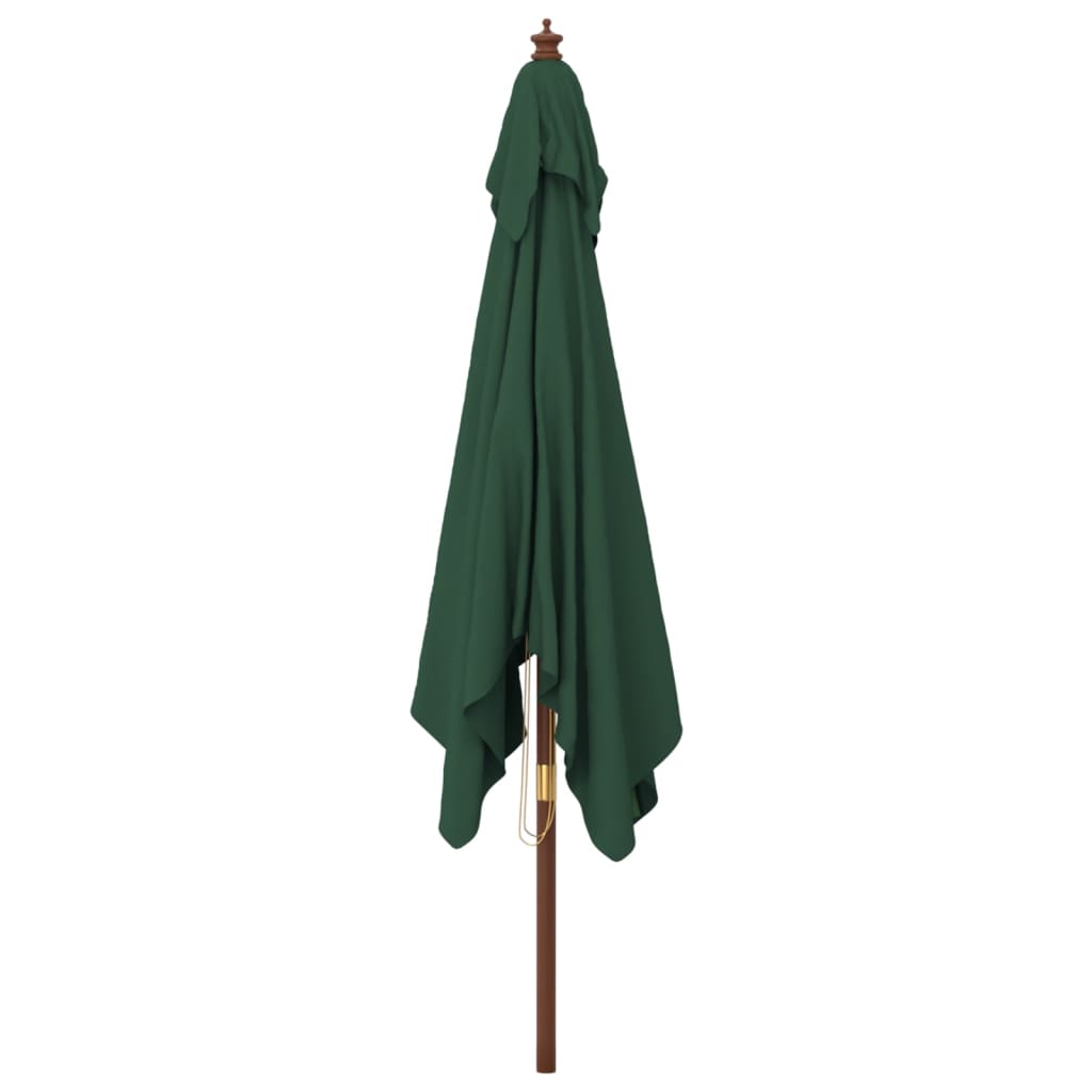 Vrtni suncobran s drvenim stupom zeleni 300 x 300 x 273 cm