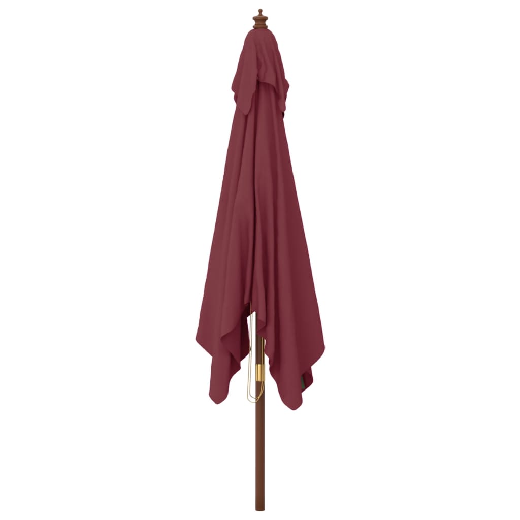 Vrtni suncobran s drvenim stupom bordo 300x300x273 cm