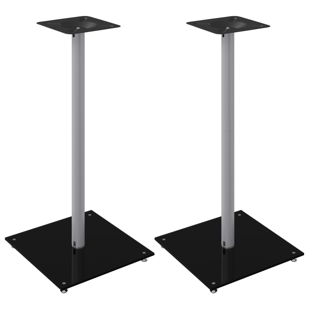 Stalci za zvučnike crno-srebrni 2 kom kaljeno staklo s 1 stupom