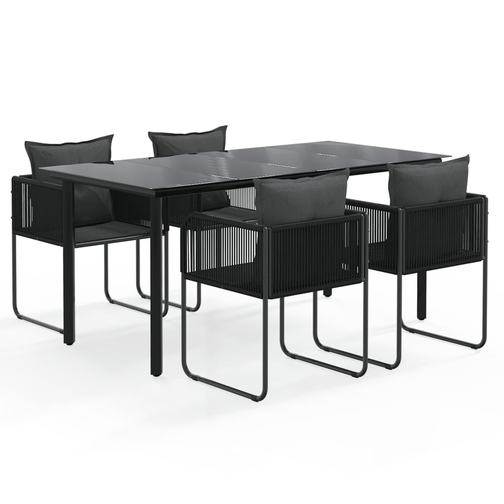 5-dijelni vrtni blagovaonski set crni Crna Dužina stola 160 cm