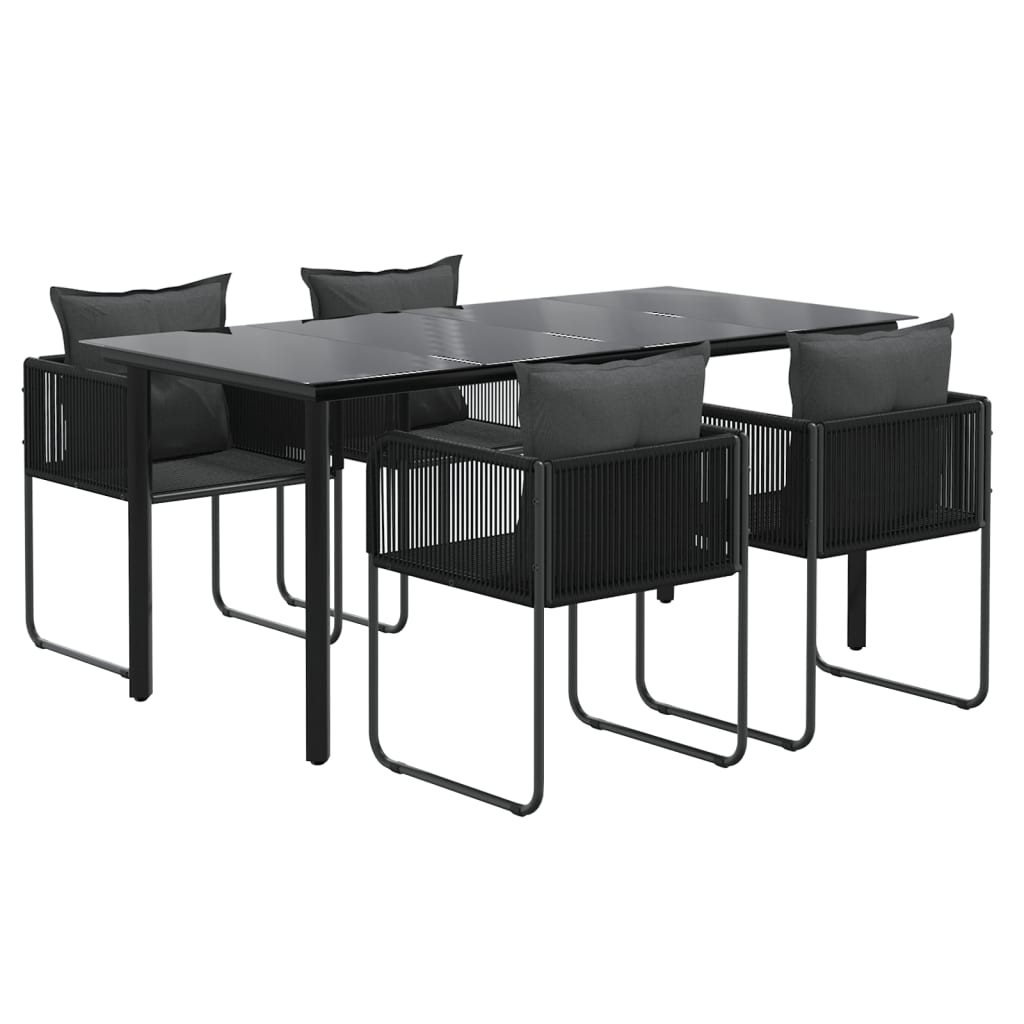5-dijelni vrtni blagovaonski set crni Crna Dužina stola 160 cm