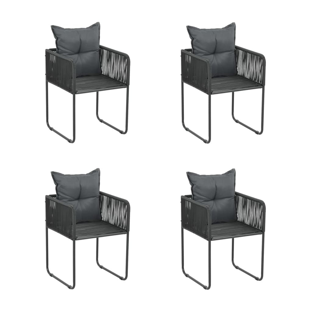 5-dijelni vrtni blagovaonski set crni Crna Dužina stola 160 cm