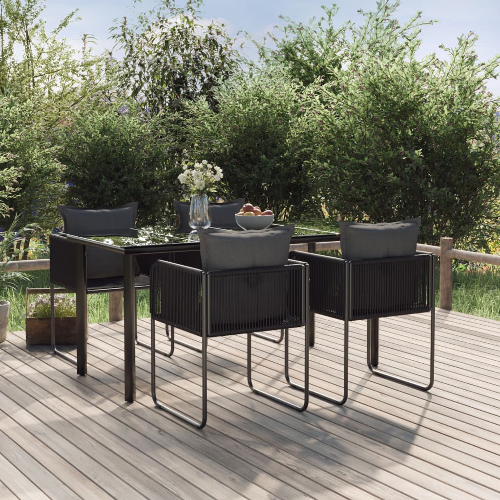 5-dijelni vrtni blagovaonski set crni Crna Dužina stola 160 cm