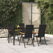 5-dijelni vrtni blagovaonski set od poliratana crno-smeđi