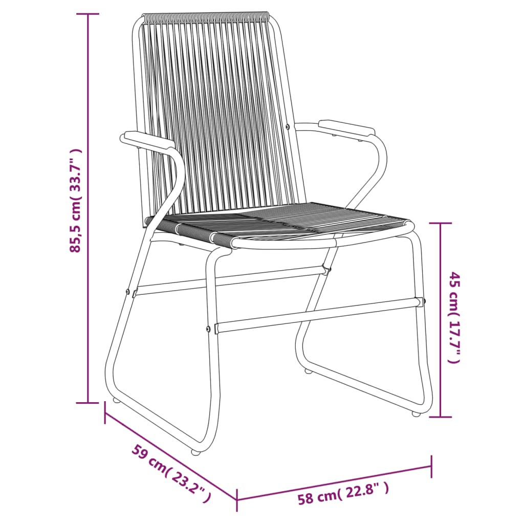 7-dijelni vrtni blagovaonski set od PVC ratana crni