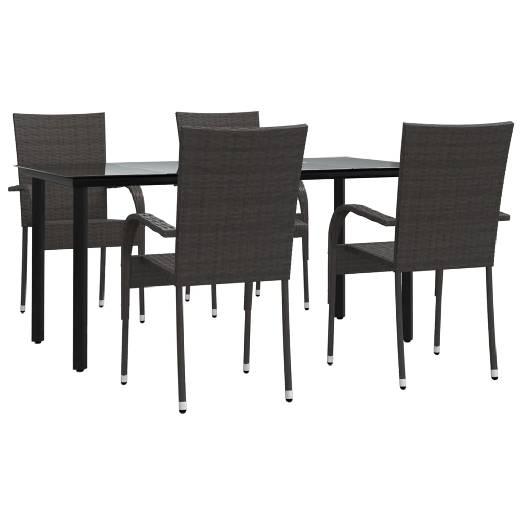 5-dijelni vrtni blagovaonski set od poliratana smeđi Smeđa 160 cm table length