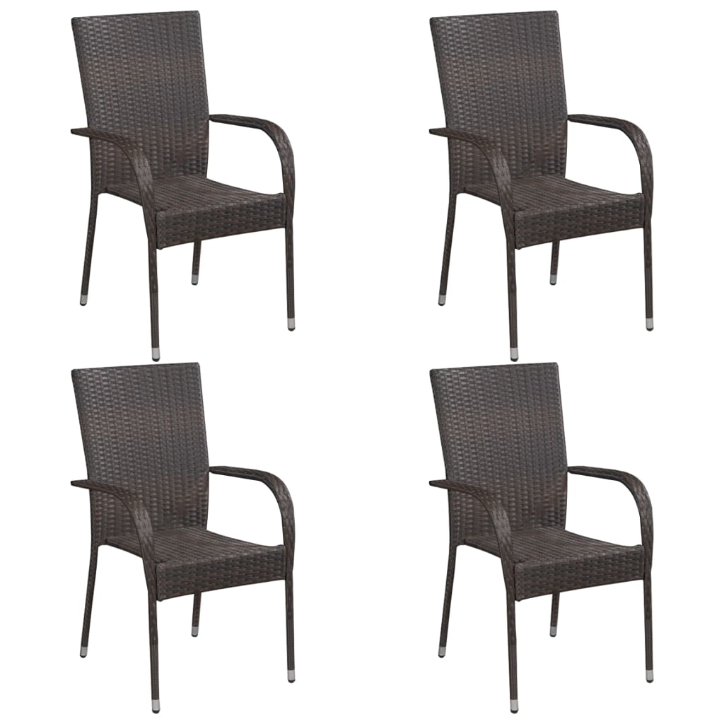 5-dijelni vrtni blagovaonski set od poliratana smeđi Smeđa 160 cm table length