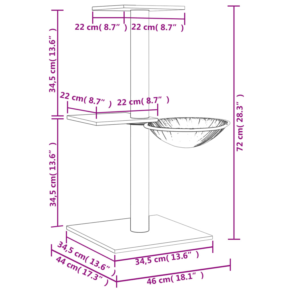 Penjalica za mačke sa stupovima za grebanje krem 72 cm