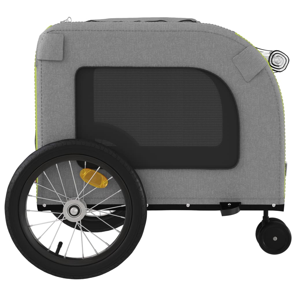 Prikolica za bicikl za ljubimce zeleno-siva tkanina i željezo