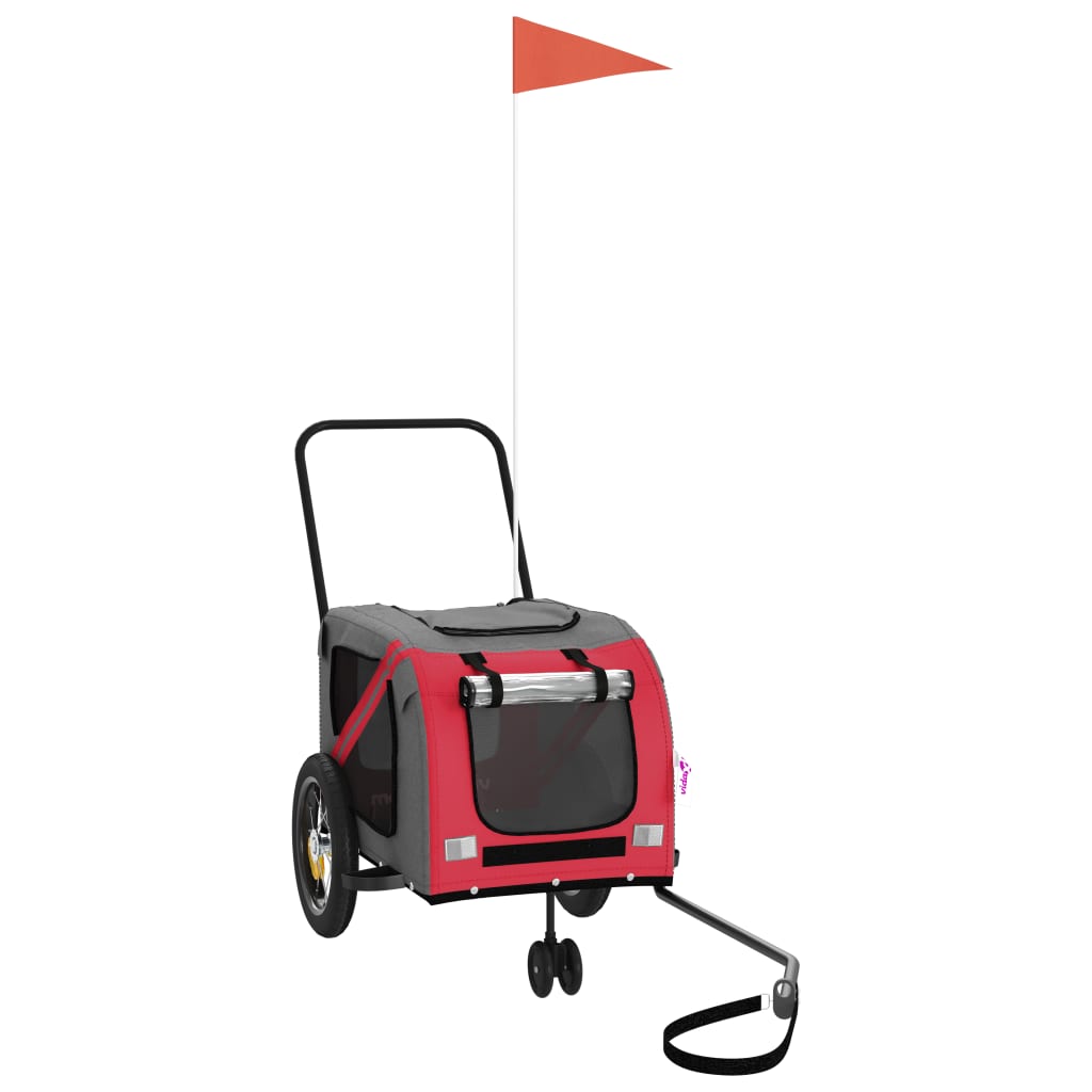 Prikolica za bicikl za ljubimce crveno-crna tkanina i željezo