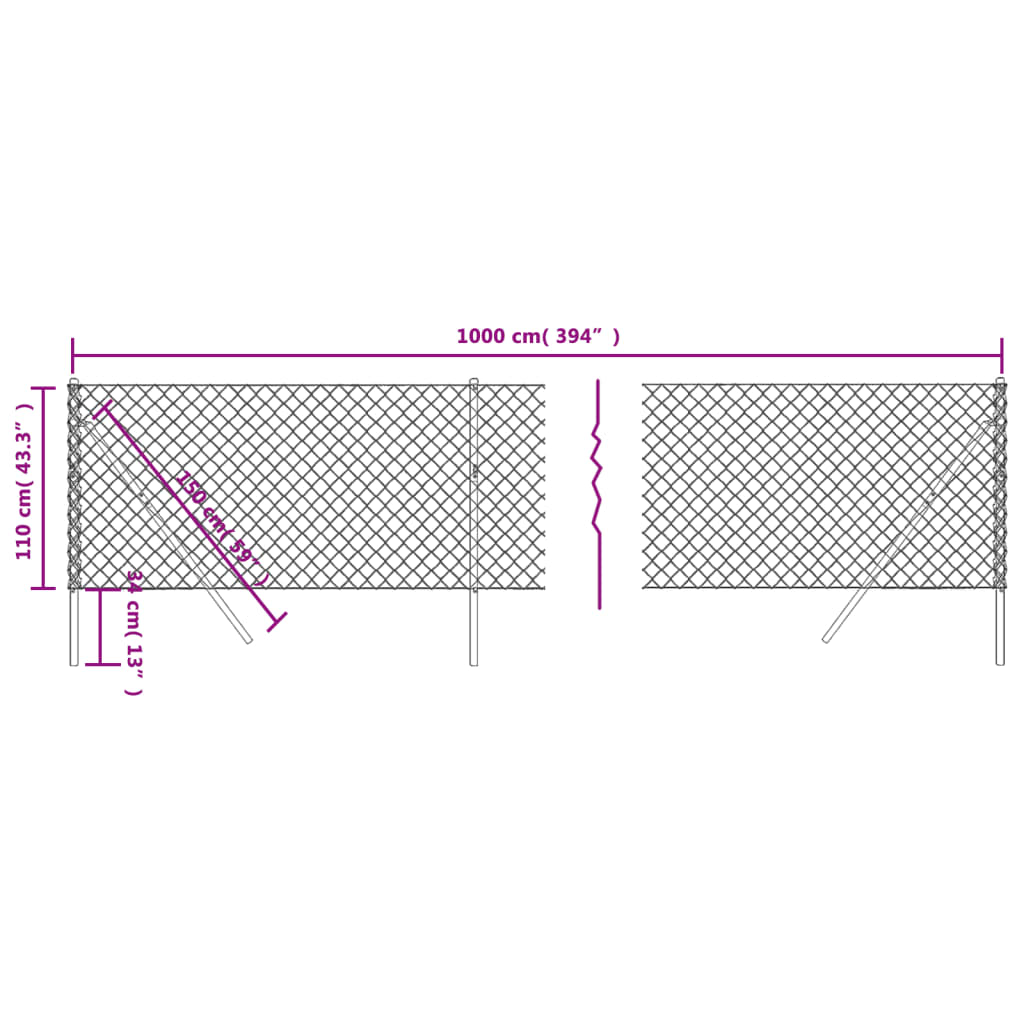 Žičana ograda zelena 1,1 x 10 m