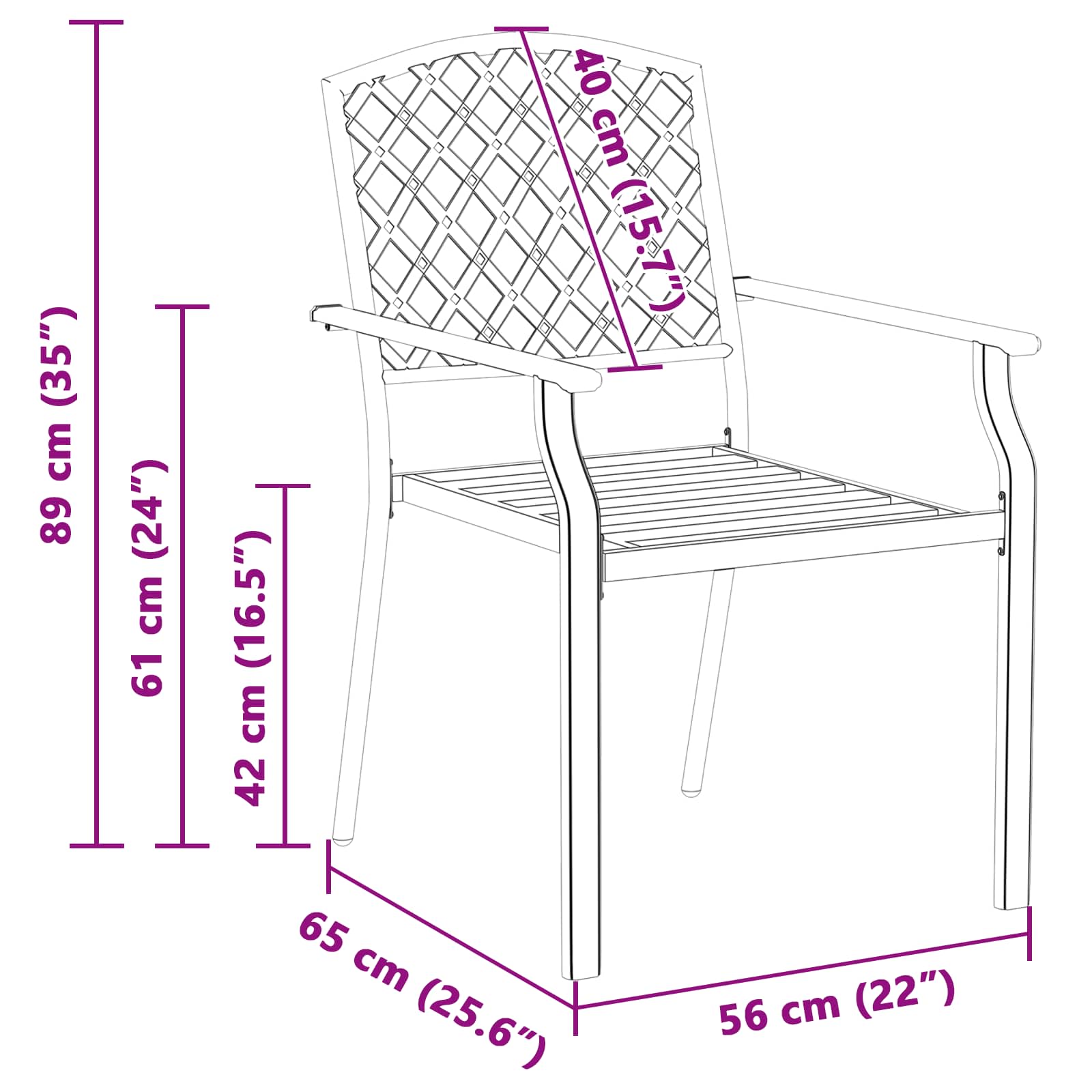 Vrtna stolica 4 pcs Antracit 56 x 65 x 89 cm Čelik