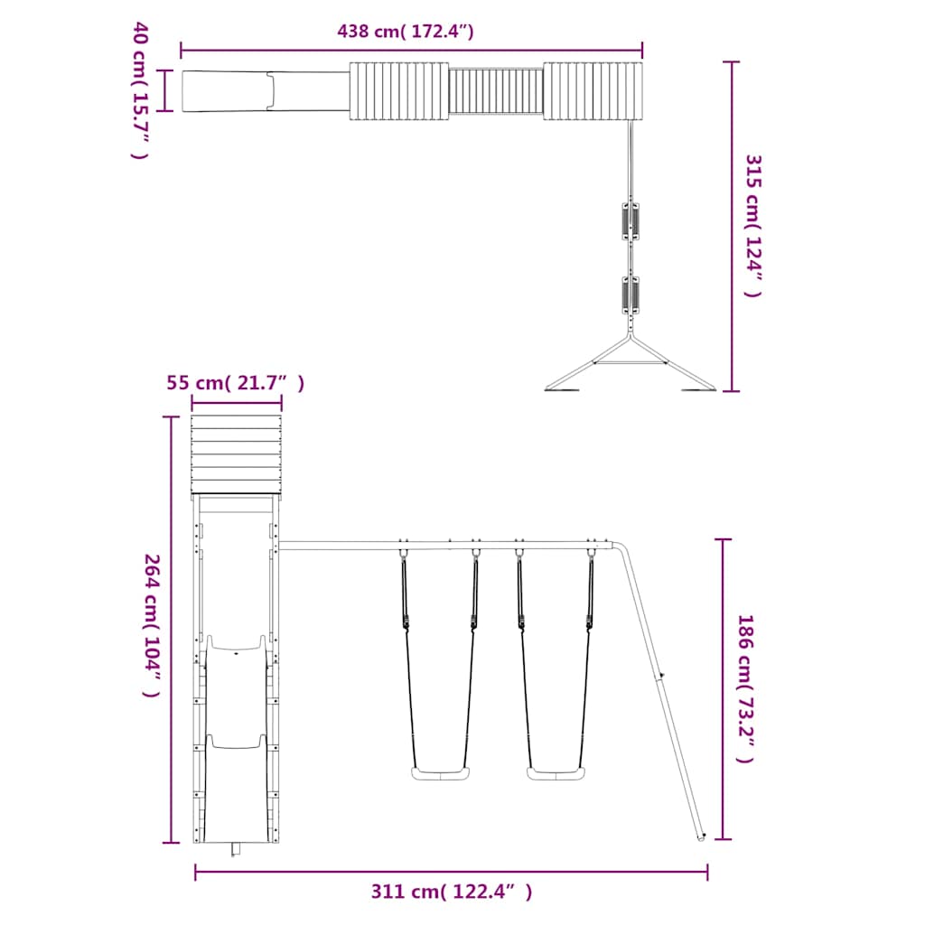 Vanjski set za igru od masivnog drva duglazije