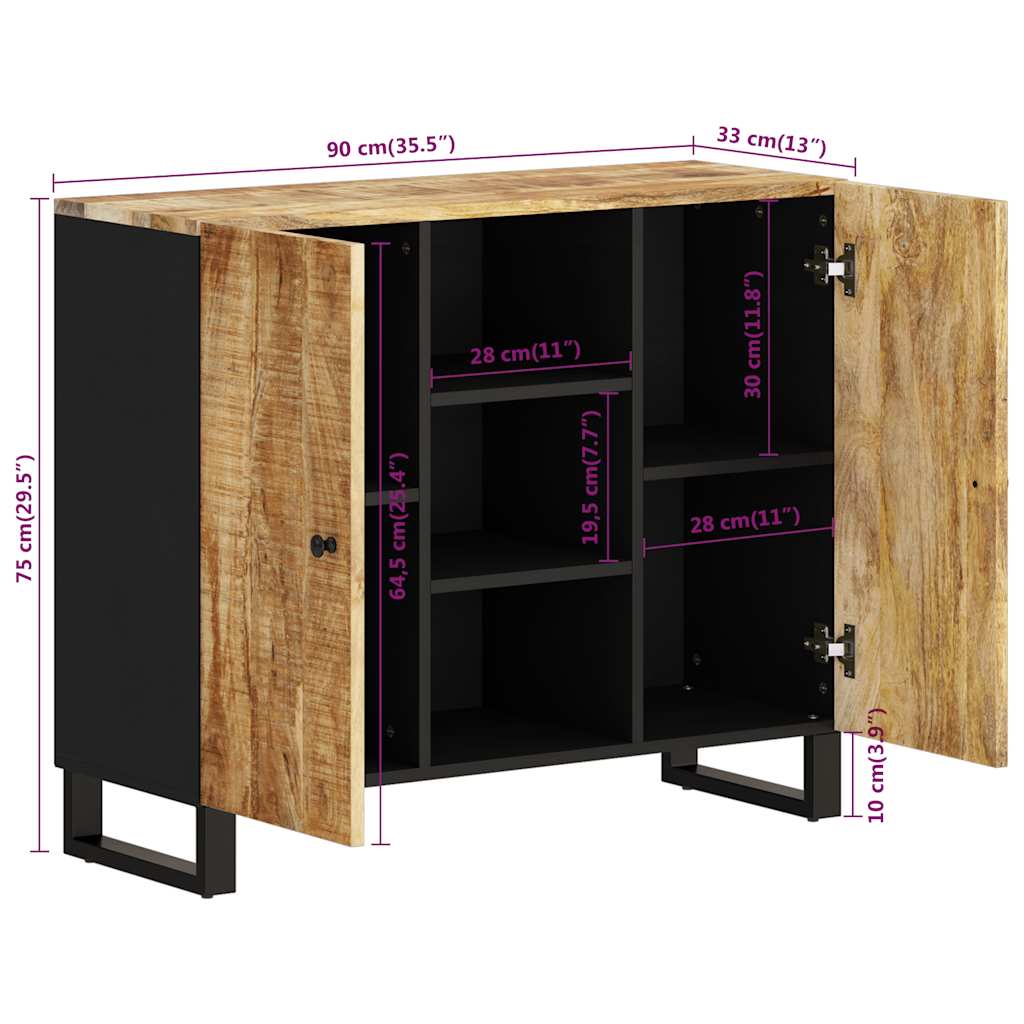 Komoda s 2 vrata 90 x 33 x 75 cm od masivnog drva manga