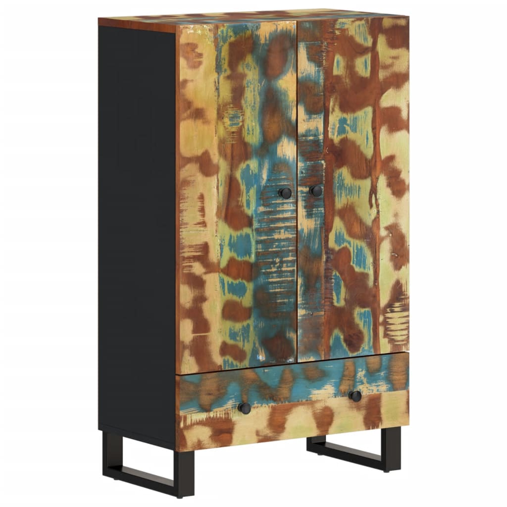 Visoka komoda s ladicom 60x33x100 cm obnovljeno drvo i željezo