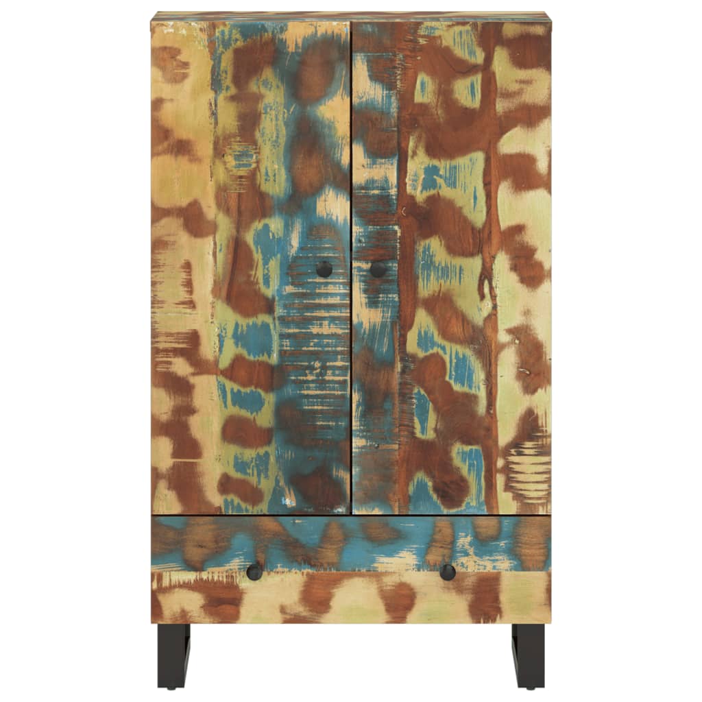 Visoka komoda s ladicom 60x33x100 cm obnovljeno drvo i željezo