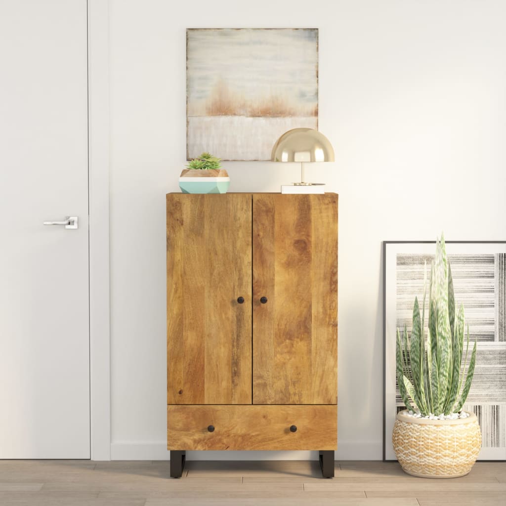 Visoka komoda s ladicom 60x33x100 cm od drva manga i željeza