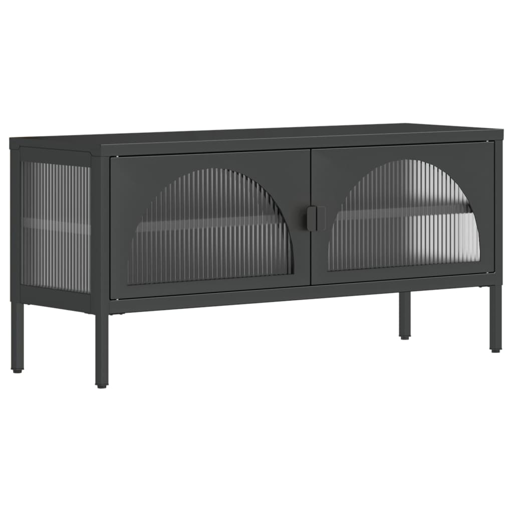 TV ormarić crni 105 x 35 x 50 cm od stakla i čelika