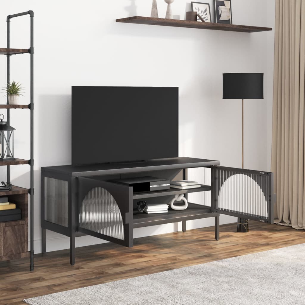 TV ormarić crni 105 x 35 x 50 cm od stakla i čelika