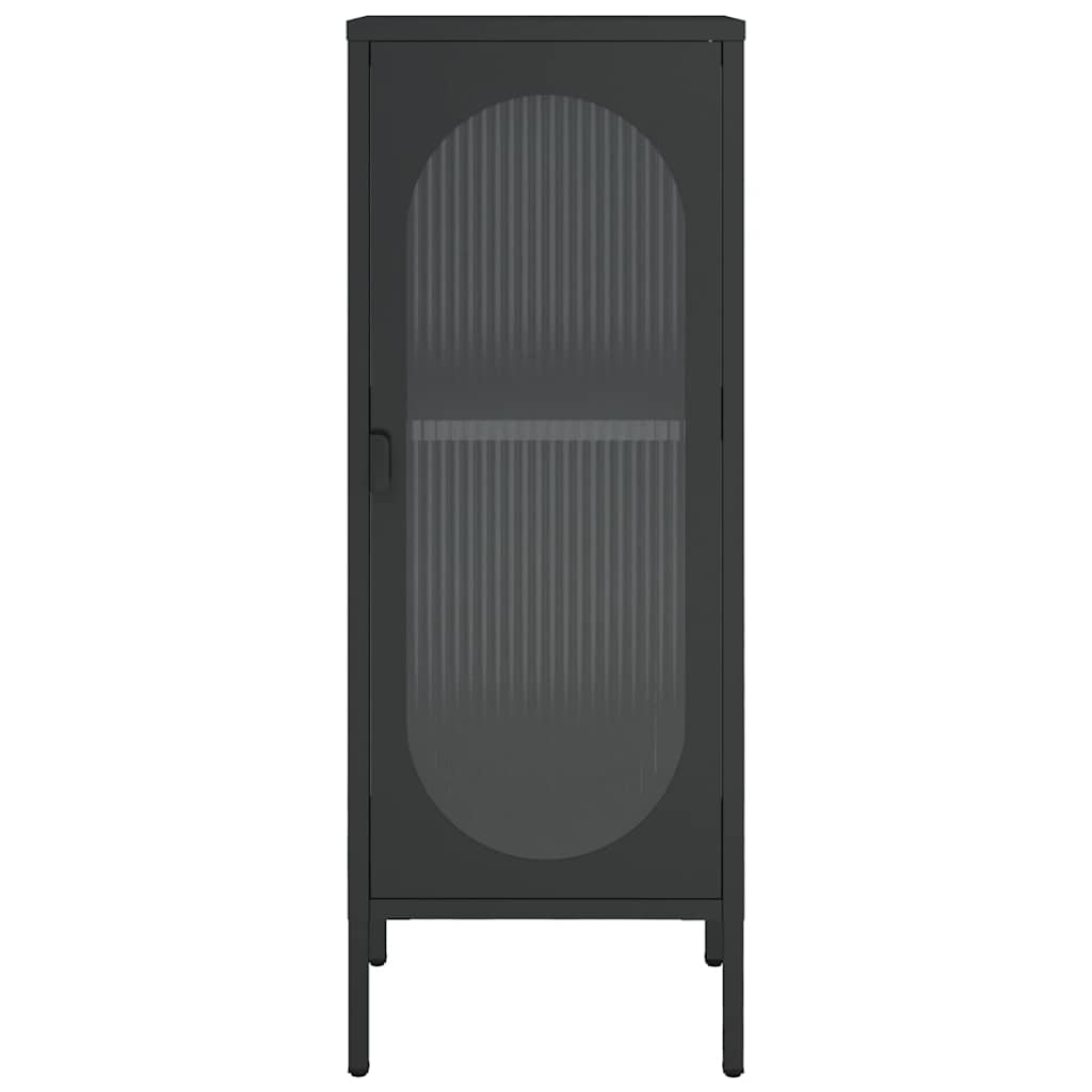 Komoda crna 40 x 35 x 105 cm od stakla i čelika
