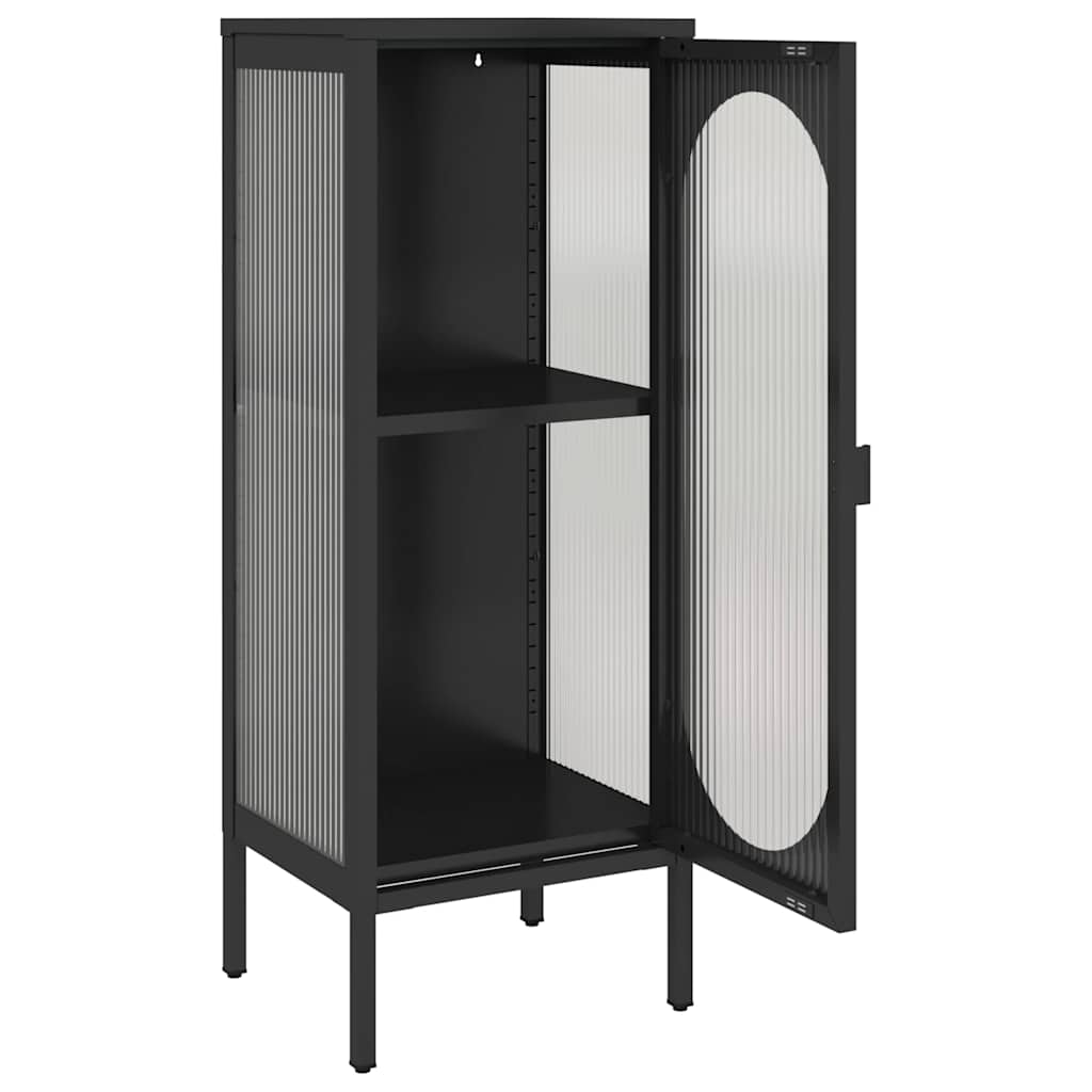 Komoda crna 40 x 35 x 105 cm od stakla i čelika
