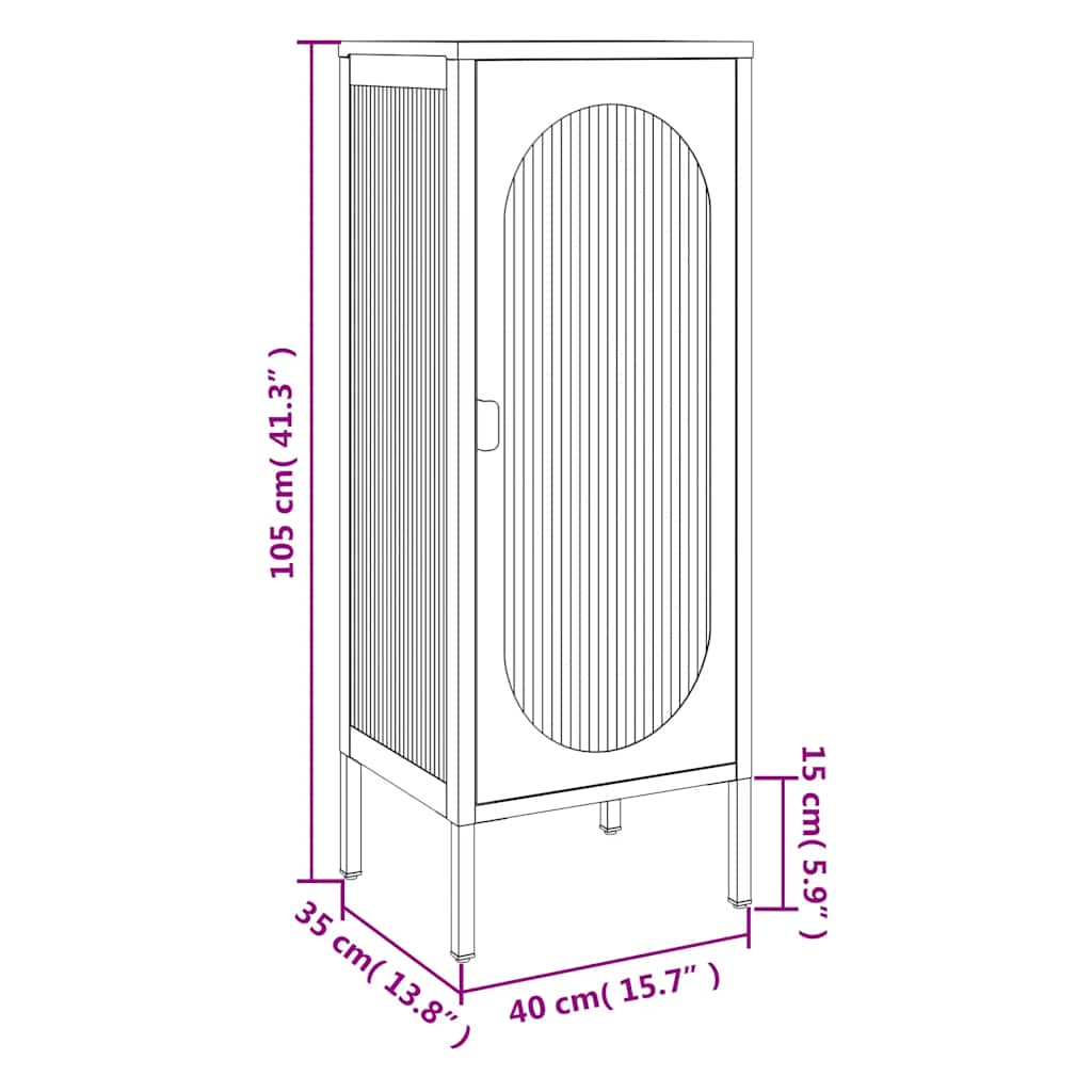 Komoda crna 40 x 35 x 105 cm od stakla i čelika