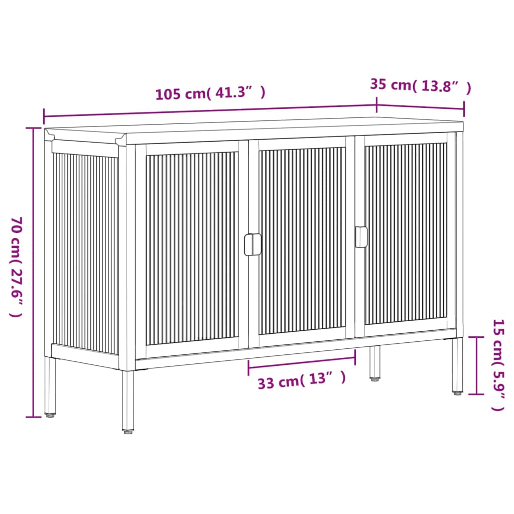 Komoda crna 105 x 35 x 70 cm od stakla i čelika