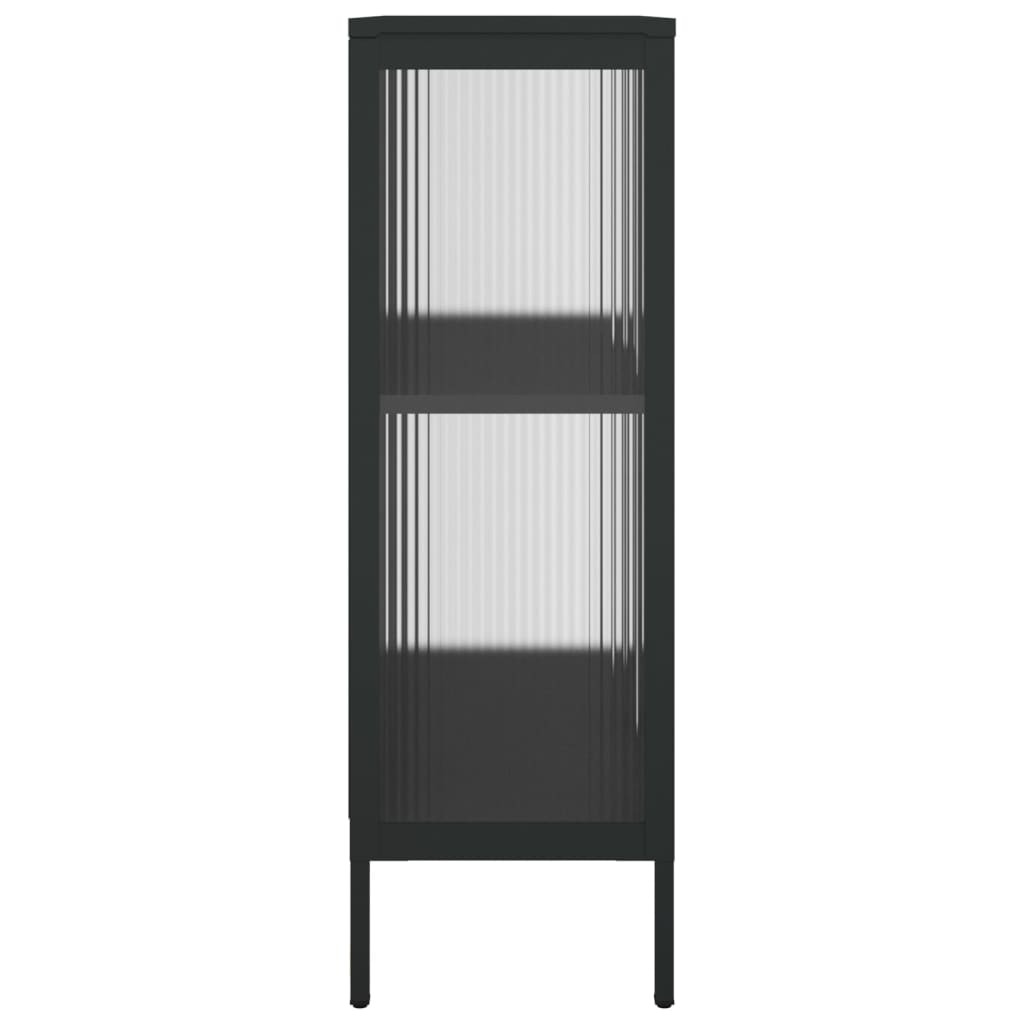 Komoda crna 75 x 35 x 105 cm od stakla i čelika